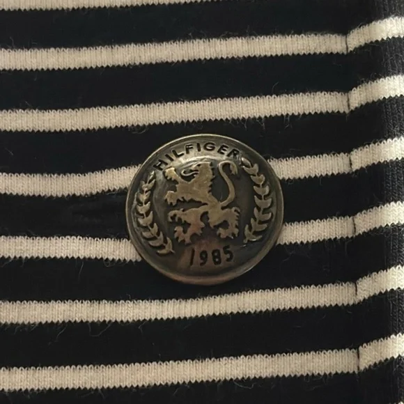 Tommy Hilfiger Open Blazer Buttons Striped Long Sleeves Black & White Women's M - Picture 5 of 5